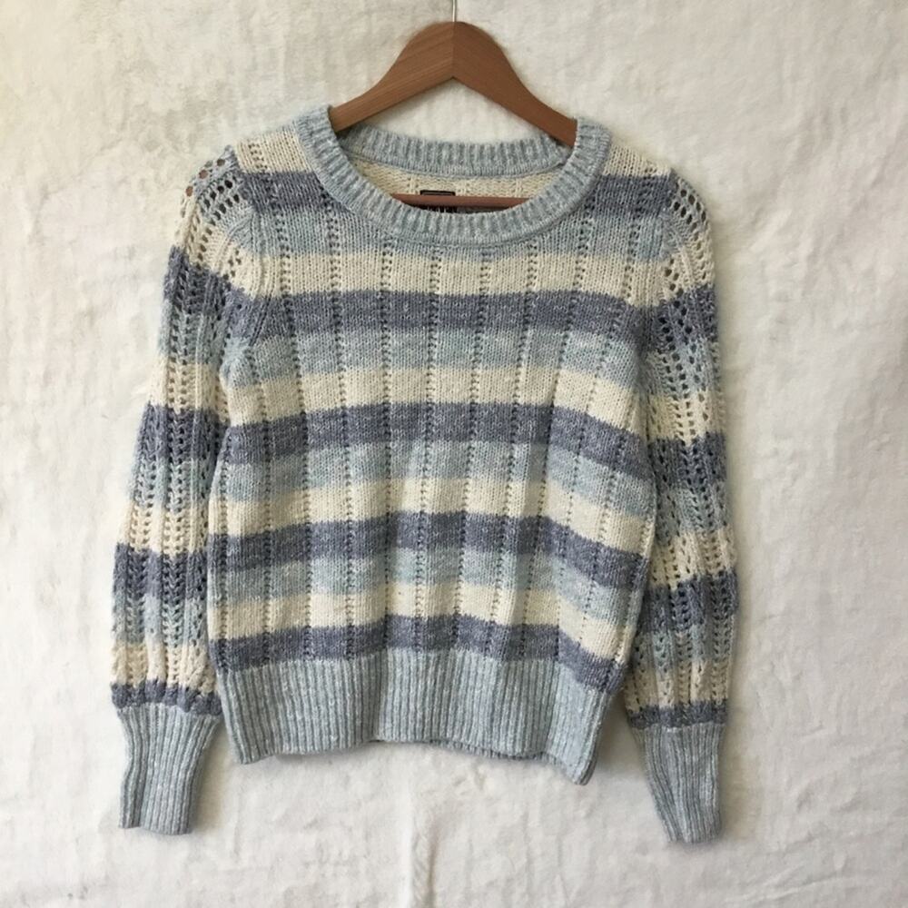 GAP Blue and White Striped Knit Sweater Top - Picture 1 of 15